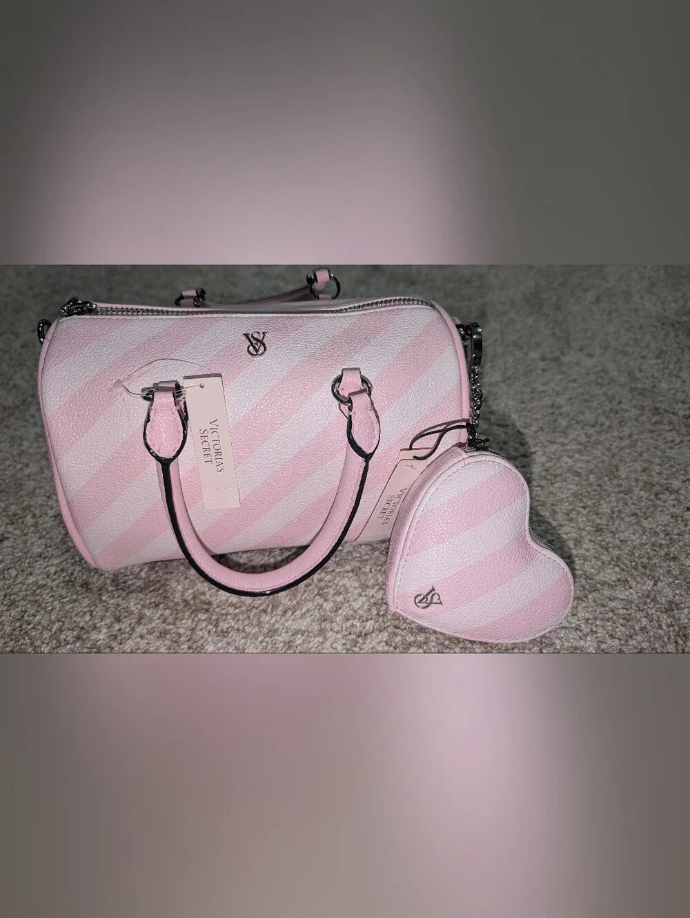 Pink Striped Dome Satchel Handbag - Women's Pink Bag